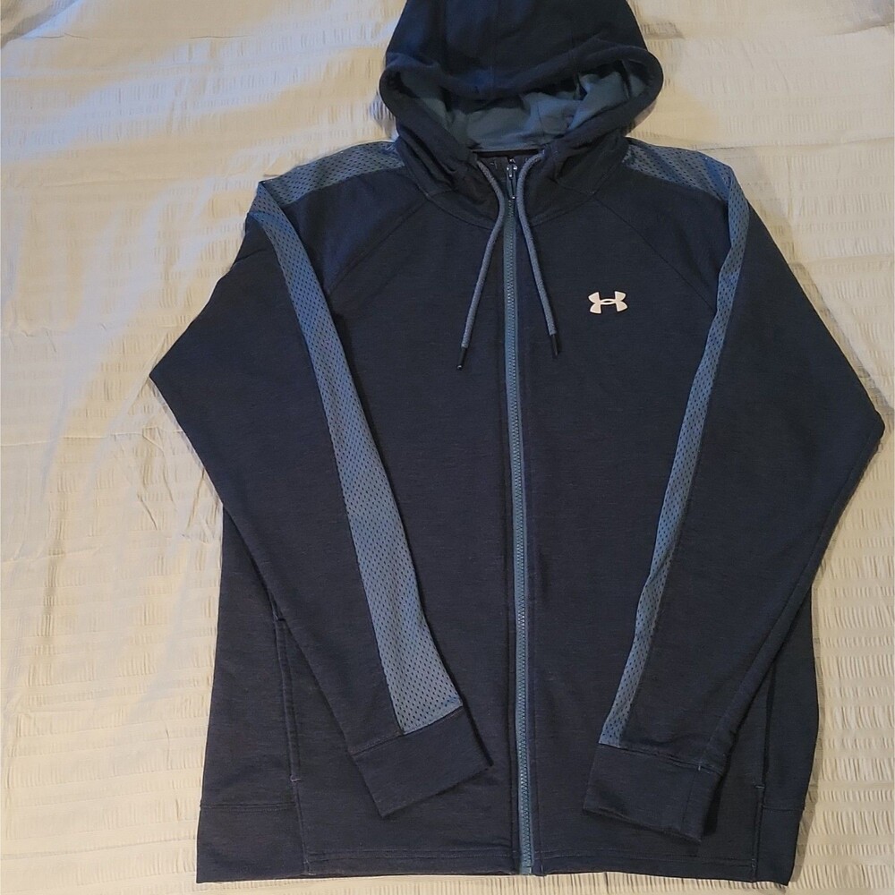 Under Armour Womens Navy All Season Gear Size XL Fitted Fall Zip Up Running EUC